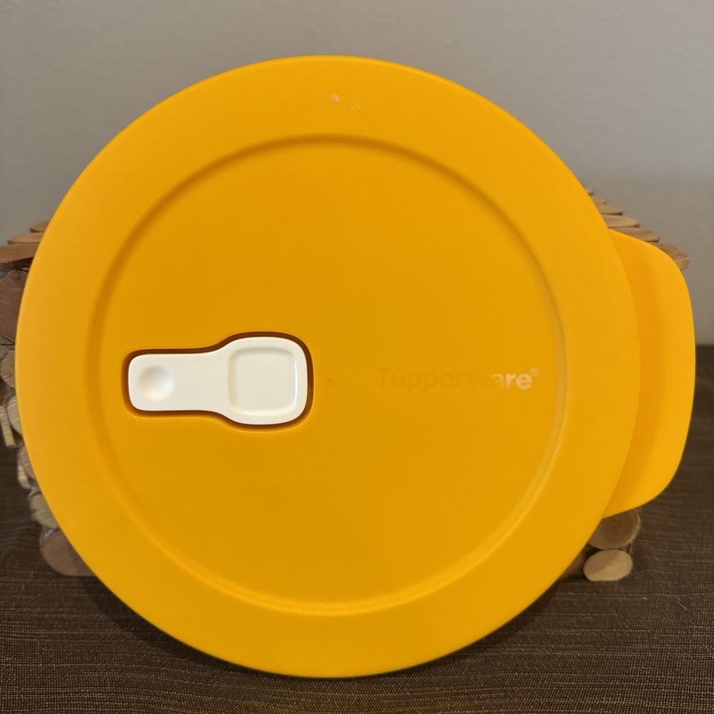 Tupperware Lid‎ Replacement #7373c Round Orange w/white Vent